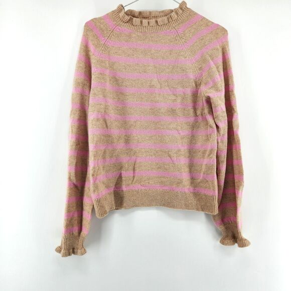 Boden Sweaters - BNWT Boden Women's Small Camel Pink Stripe Fae Fair Isle Frilled Sweater